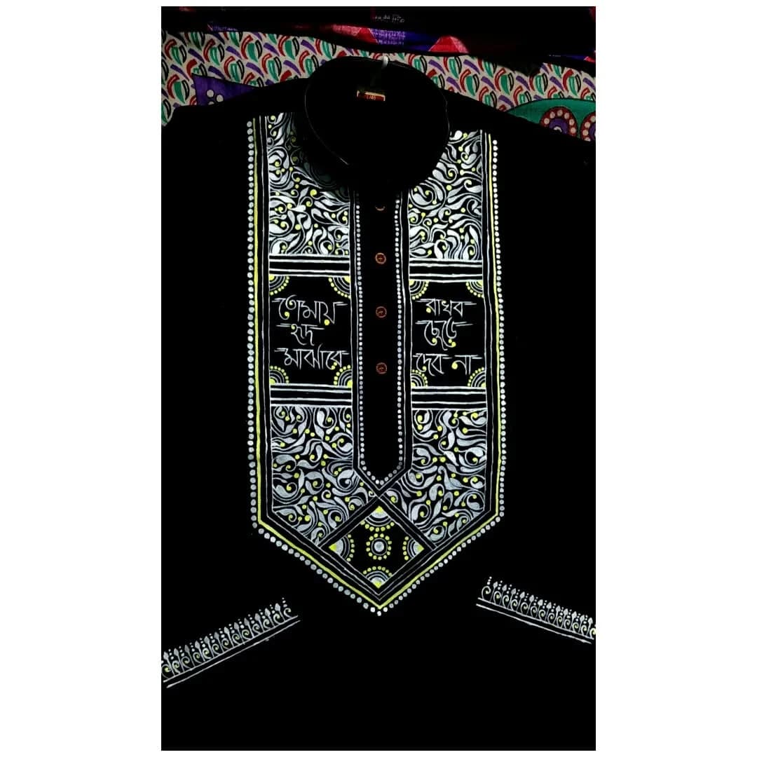 Hand painted kurta - Handmade Hand Painted Kurta by Nyxora Arts